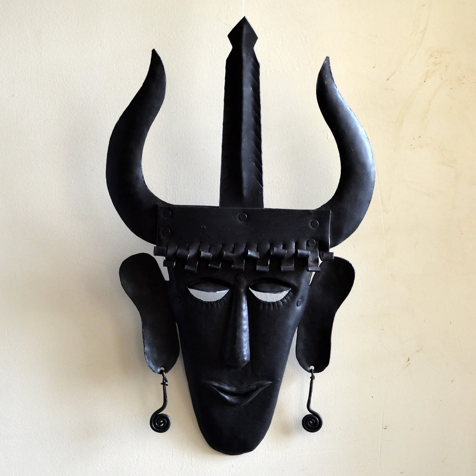 DSC_0720_1800x1800 Wrought Iron7 Mini Mask Wooden Frame Wall - Image 1