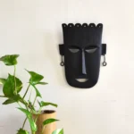 Wrought Iron Black Metal Tribal Mask Wall Decor