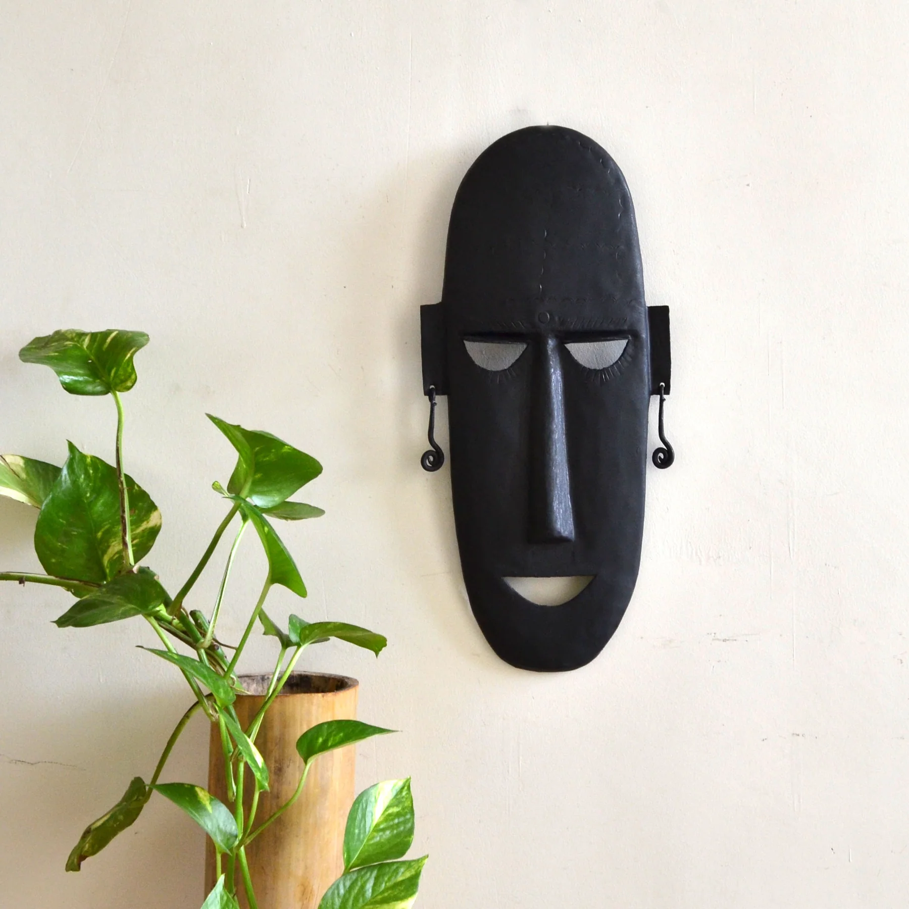WIM005_0_1800x1800 Wrought Iron Metal Buddha Mask Wall Decor - Image 1