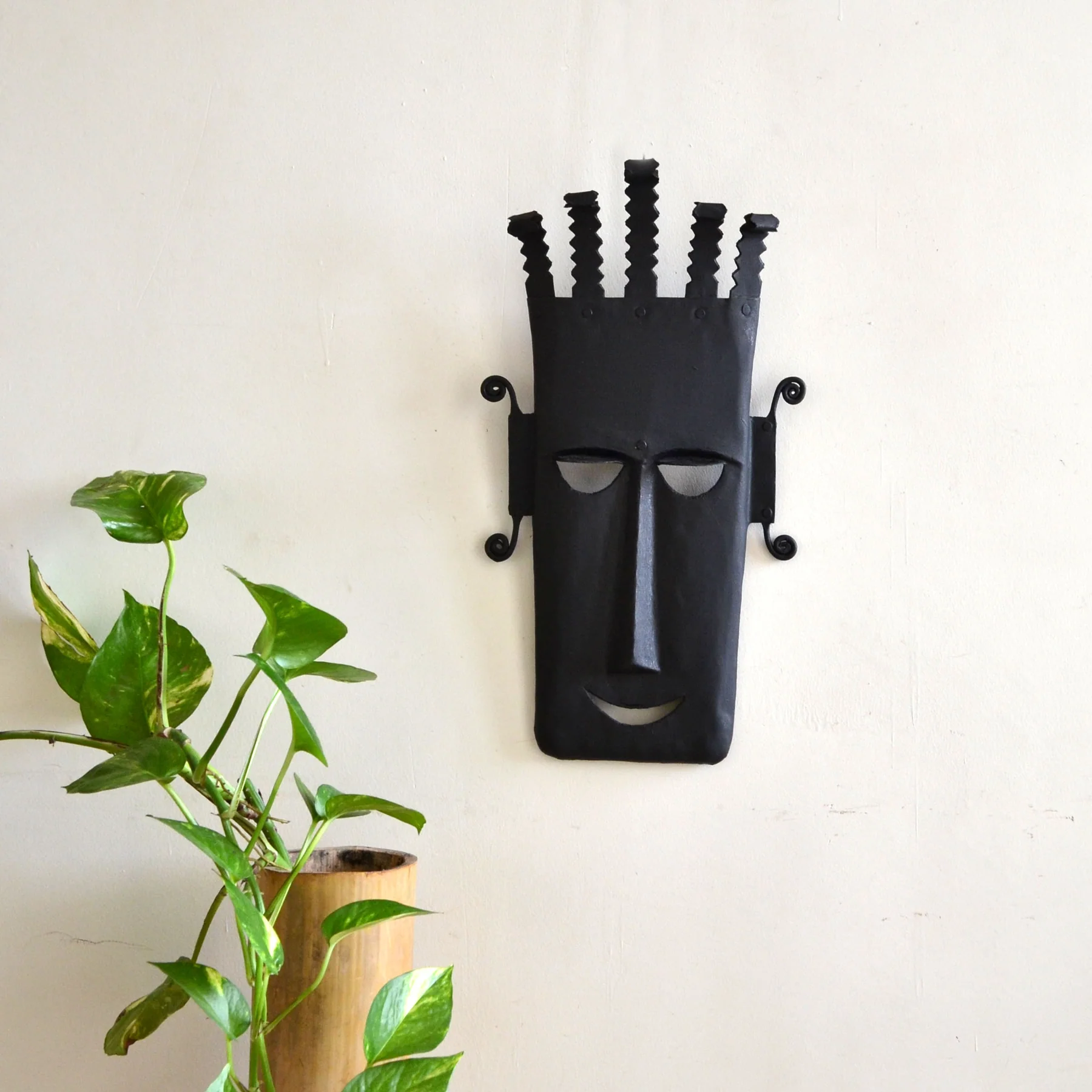 WIM012_0_1800x1800 Wrought Iron Tribal Mask -Wim012 - Image 1